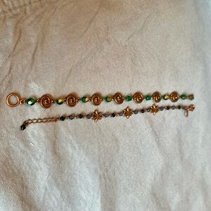 Elegant Green and Blue Beaded Bracelet Set
